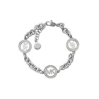michael kors mkj4730040 silver tone fulton mk logo chain link bracelet
