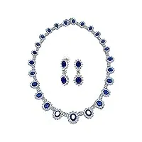 bling jewelry collier et paires de boucles d'oreilles de style antique avec du saphir simulé bleu royal. parfait pour les mariages.