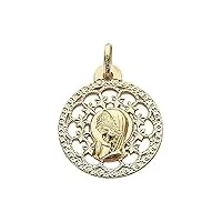 inmaculada romero ir médaille pendentif virgin fille de 23mm pendentif en or 18 carats. bord sculpture ronde calada centre étoiles forms
