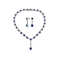bling jewelry collier et boucles d'oreilles de style antique avec saphir simulé bleu royal. parfait pour les mariages.