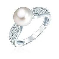 valero pearls bague avec perle pour femme en 925/- argent sterling perle de culture d'eau douce env. 8,0-9,0 mm