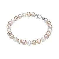 valero pearls bracelet en perles pour femme en 925/- argent sterling perle de culture d'eau douce env. 7,0-8,0 mm