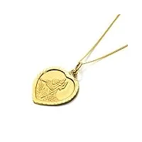 sayers london collier en or jaune 9 carats et pendentif cœur médaille de saint-christophe - 46cm