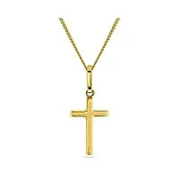 miore collier pour femmes avec pendentif croix chaîne en or jaune 9 carat / 375 or, bijou longueur 45 cm