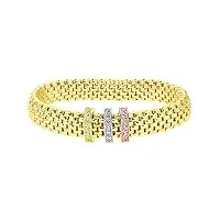 citerna argent plaqué or jaune maille stretch bracelet avec charms pour femme 3 tons oxyde de zirconium