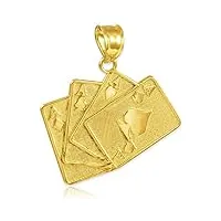 collier pendentif - - 14 ct 585/1000 quatre cartes d'un type de jeu en or