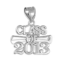 joyara collier pendentif - 10 ct or blanc 471/1000 "classe de 2013" graduation - collier pendentif (vient avec une chaîne de 45 cm)