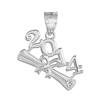 joyara collier pendentif - 10 ct or blanc 471/1000 - "classe de 2014" graduation - collier pendentif (vient avec une chaîne de 45 cm)