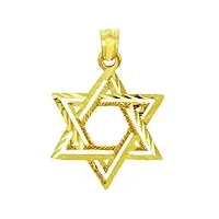 collier pendentif - - 14 ct 585/1000 charm juive - star double