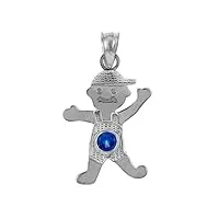 joyara collier pendentif - - 14 ct or blanc 585/1000 garde - oxyde de zirconium saphir bleu garçon pierre de naissance à