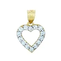 joyara collier pendentif - - 14 ct or 585/1000 - classique or coeur- avec de oxyde de zirconium