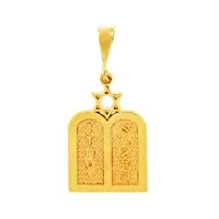 collier pendentif - - 14 ct 585/1000 charm juive - or jaune dix déclarations comprimés juive