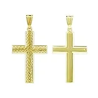 petits merveilles d'amour collier pendentif - 14 ct or 585/1000 réversible croix collier pendentif (vient avec une chaîne de 45 cm)