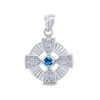 petits merveilles d'amour pendentif - argent celtique trinité-pendentif avec bleu de oxyde de zirconium pierre