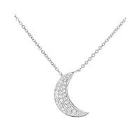 naava or blanc 9 carats-diamant 0,10 carat-collier pendentif lune de longueur 40.6 cm