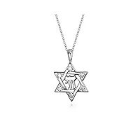 bling jewelry pendentif collier hanoucca juif hébreu symbole chai de la vie religieuse magen judaica Étoile de david entrelacée pour femmes adolescentes bat mitzvah bijoux en argent sterling .925