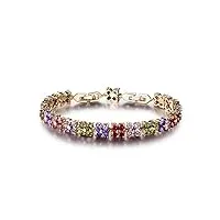gulicx bracelet femme“aurore ovales” swarovski elément plaqué or rubis cubique zircon cz transparent-parfait bijoux de mariage,soirée,anniversaire