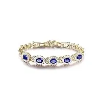 gulicx bracelet femme saphir plaqué or cristal de zircones cubiques ovale bleu cadeau femme fille meres