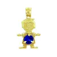 joyara collier pendentif - - 14 ct 585/1000 - bleu-pierre de naissance-charm bébé (vient avec une chaîne de 45 cm)