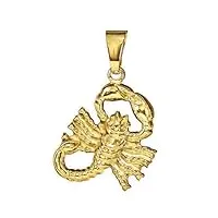 clever bijoux or pendentif signe zodiaque scorpion brillant sur les deux côtés qui plasti type véritable or 333, or jaune