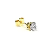 boucle d'oreille en or jaune 9 carats et diamant 0,05 carat