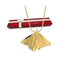 historia pendentif ginkgo plaqué or avec personnalisation à offrir en cadeau d'amour pour la fête des mères, pour la st valentin, pour une déclaration d'amour ou pour un anniversaire de mariage