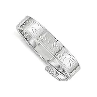 bracelet jonc empilable en argent sterling 925 texturé poli à dos plat avec fermoir de sécurité pour garçons ou filles 10 mm, métal