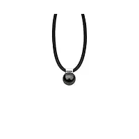 nenalina collier pour femme en caoutchouc noir avec pendentif en perles, chaîne en caoutchouc avec fermoir en argent sterling 925, longueur 42 cm, kas-013