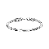 silverly femmes hommes argent .925 bali oxydé serpent blé chaîne s crochet bracelet homme, 19 cm