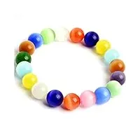 10mm cat eye multi-color round beaded bracelet 7.5 inch gift fashion jewelry