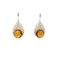 bijoutier damiata – boucles d'oreilles pendantes à goutte en or jaune 18 carats carats avec quartz