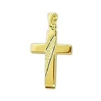clever schmuck pendentif en forme de croix - avec motif bande transversale - en or véritable 333 diamanté brillant - hauteur 21 mm