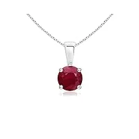 angara pendentif ruby solitaire rond classique en or blanc 14 carats (5 mm ruby)