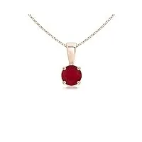 angara pendentif ruby solitaire rond classique en or rose 14k (ruby 4 mm)