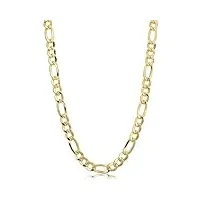 kooljewelry collier chaîne figaro polonais solide de 6 mm de haut pour homme rempli d'or jaune 14 carats (76,2 cm)