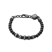diesel bracelet pour hommes , 18cm-19.5cm bracelet noir en acier inoxydable, dx0961001