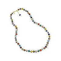 verre de venise collier en verre de murano plus long - perles de mosaïque multicolores italiennes millefiori en verre soufflé à la main - colliers en verre de murano pour femme