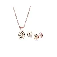 elli ensemble de bijoux femmes classique solitaire pendentif set clous d'oreilles avec cristaux en argent sterling 925 plaqué or rose