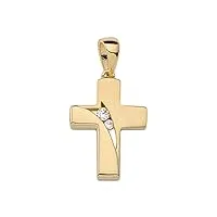 pendentif croix en or avec pierres de zircone 333