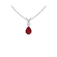 angara pendentif ruby teardrop avec diamant en argent (ruby 6x4 mm)