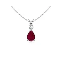 angara pendentif ruby teardrop avec diamant en argent (7x5 mm ruby)