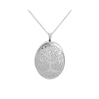 collier et pendentif médaillon arbre de vie en argent 925/1000-61cm