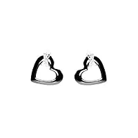 stella maris boucles d'oreille femme - en forme de coeur - argent sterling 925 et céramique premium noire - zircons blancs et diamants - 1.5 cm - stmj6-179b