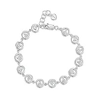jools by jenny brown ® - bracelet en argent sterling – avec cercles en argent et pierres en oxyde de zirconium de 3 mm.