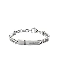 diesel bracelet pour hommes , 18 cm - 19.5 cm bracelet en acier inoxydable argenté, dx0966040