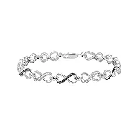 dazzlingrock collection 0,40 carat (ctw) round black & white diamond infinity tennis bracelet, en argent sterling