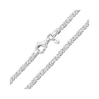 amberta® bijoux - collier - chaîne argent 925/1000 - maille diamantée - largeur 2 mm - longueur 40 45 50 55 cm (55cm)