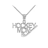 joyara collier femme pendentif 9 ct or blanc hockey mom sports (livré avec une 45cm chaîne)