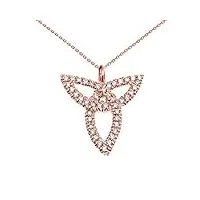 joyara collier femme pendentif 14 ct or rose celtique trinité diamant (livré avec une 45cm chaîne)