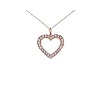 joyara collier femme pendentif 14 ct or rose ouvert cœur diamant (livré avec une 45cm chaîne)